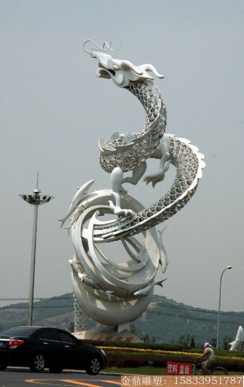 不銹鋼 龍雕塑 校園不銹鋼雕塑